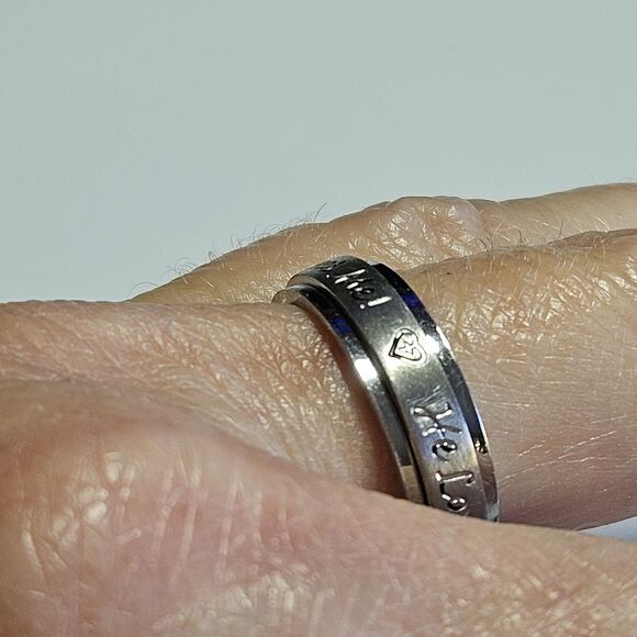 *Sale* He Loves Me Stainless Steel Spinner Ring Band Size 8 - Picture 7 of 15